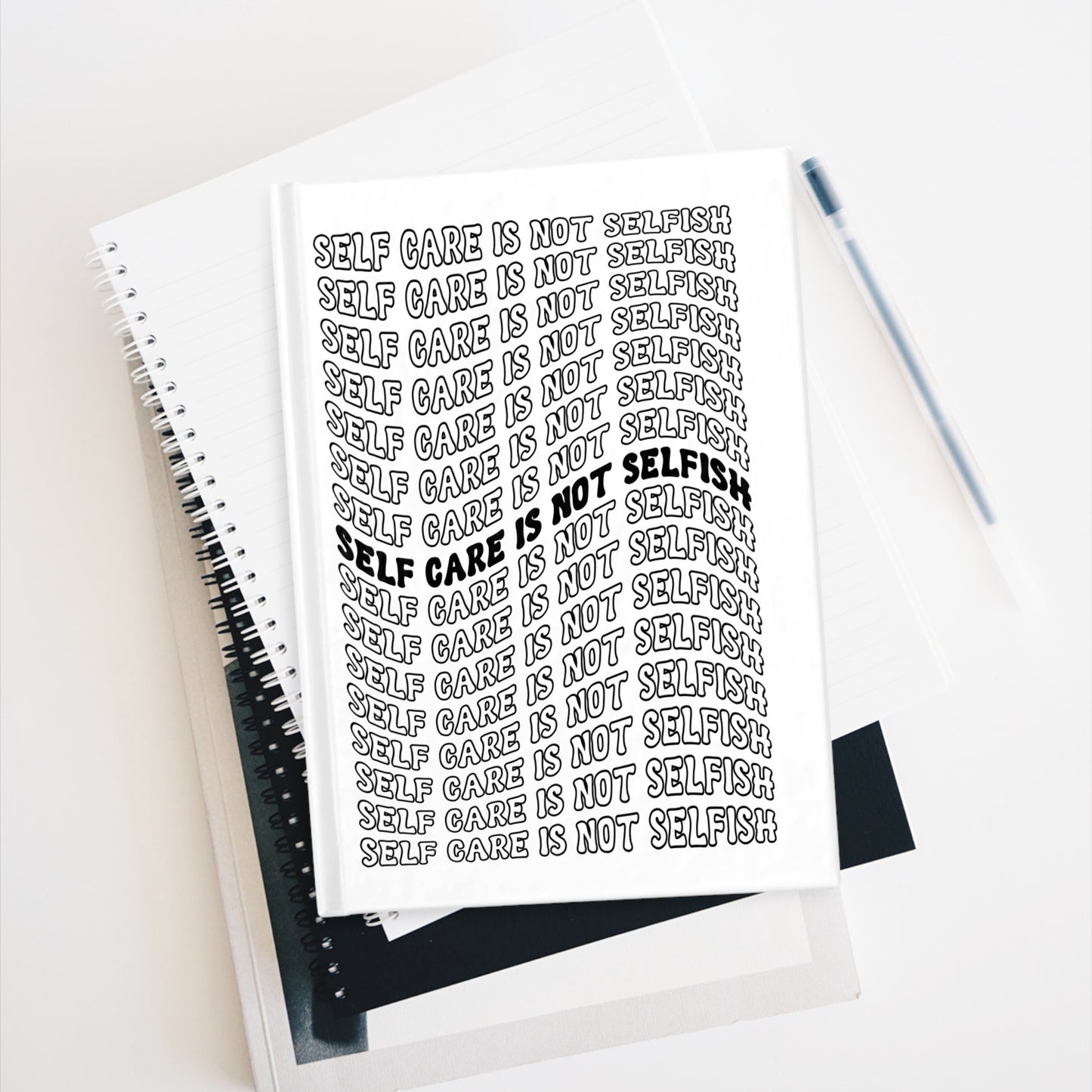 Self Care is Not Selfish Journal - White Wavy - The Cotton Connect