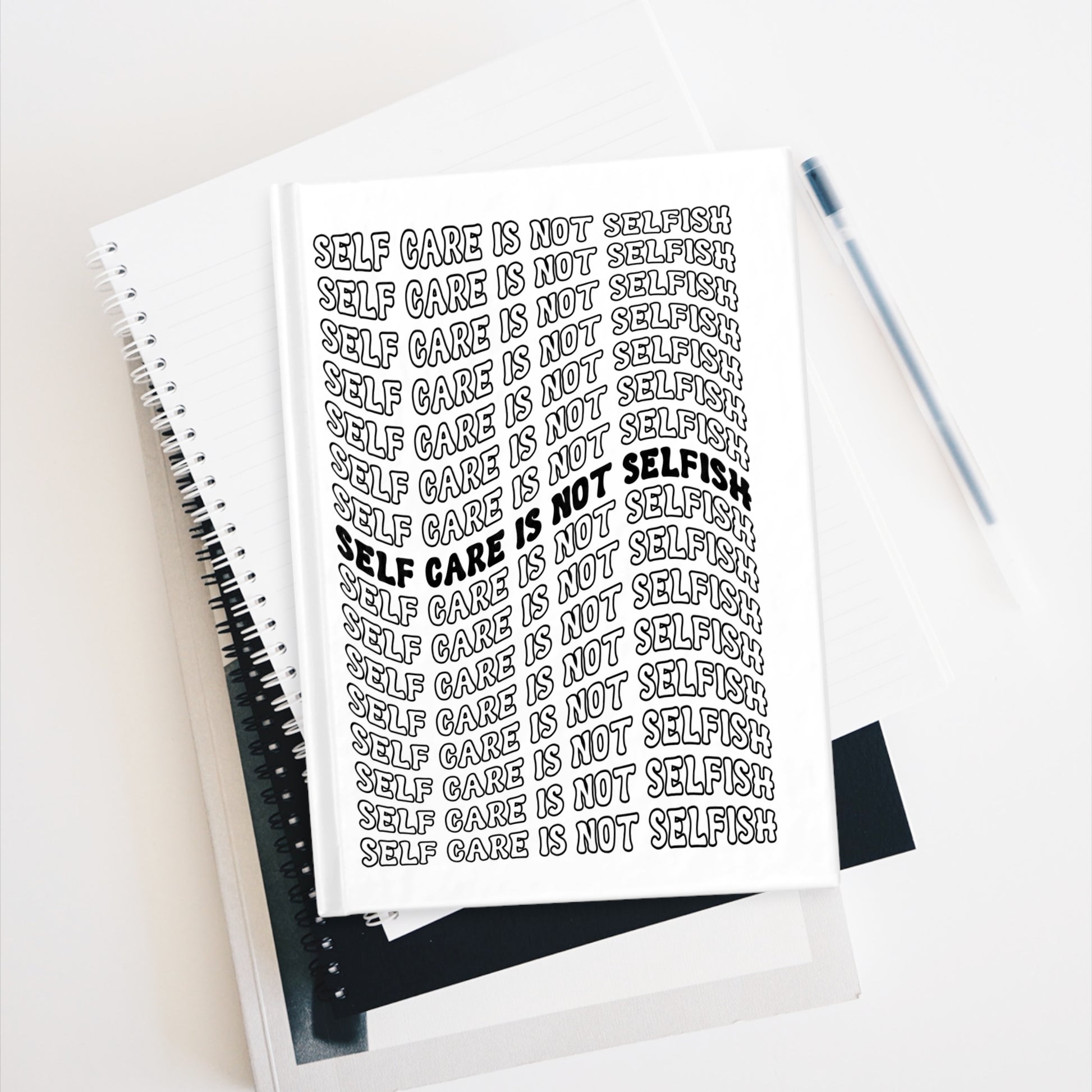 Self Care is Not Selfish Journal - White Wavy - The Cotton Connect
