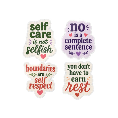 Self-Care Affirmation Die-Cut Stickers — “Self Care is Not Selfish” Set